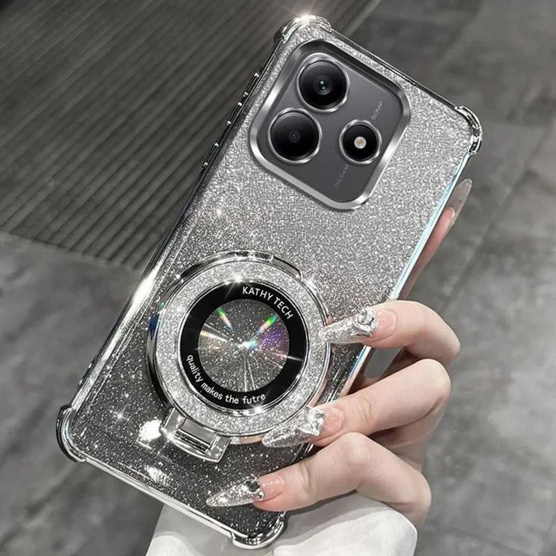Vỏ Chống Sốc Trong Suốt Gradient Cho Honor 600 Lite Pro honor600lite 5G Lấp Lánh Bling Mềm TPU Silicon Ốp điện thoại Túi Khí Bảo Vệ Mặt Sau Với Giá Đỡ Nhẫn Từ Tính 600Lite