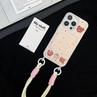 Ốp lưng iPhone 17 16 15 14 13 12 11 Pro Max X XR Max 7 8 Plus Dễ thương Cub Lanyard trường hợp điện thoại