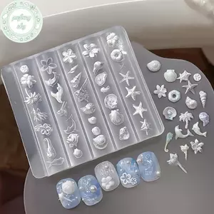 PUSKY 1 Chiếc Lily Hoa Biển Vỏ Ốc Sò Sao Biển San Hô 3D Acrylic Móng Tay Khuôn Trang Trí Móng Tay DIY Silicon Làm Móng Tay Khuôn Móng Tay Nghệ Thuật VN