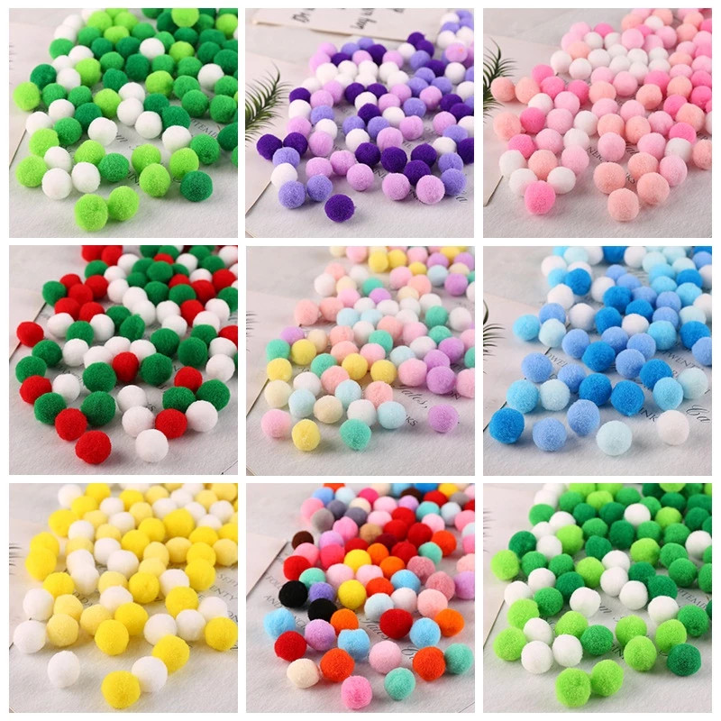 [HỎA TỐC HCM][SET 100] Quả Pom Pom Mix Màu Loại 1-2cm, Pom Pom Lông Nhiều Màu, Pom pom trang trí cây thông, LÀM handmade