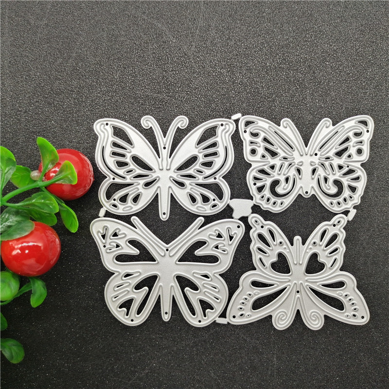 4 Bướm Kim Loại Thép Carbon Cắt Khuôn Thêu Sò Dập Nổi Khắc Mẫu DIY Album Ảnh Thiệp Chúc Mừng Cắt Chết Giấy Thủ Công Dụng Cụ