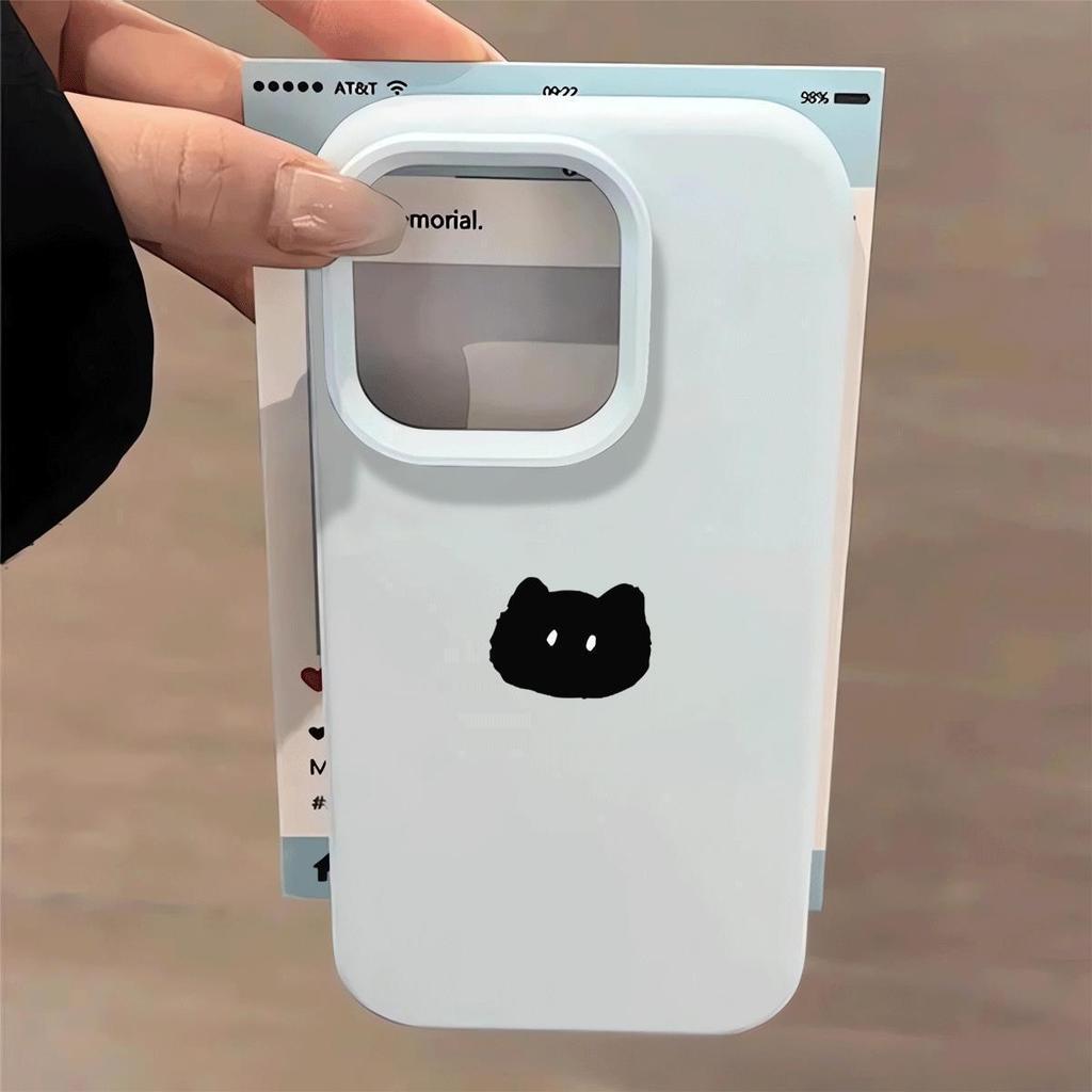 Mèo đen dễ thương phù hợp với 16 vỏ điện thoại iPhone 17 Air silicon vỏ 14/13/11 Pro