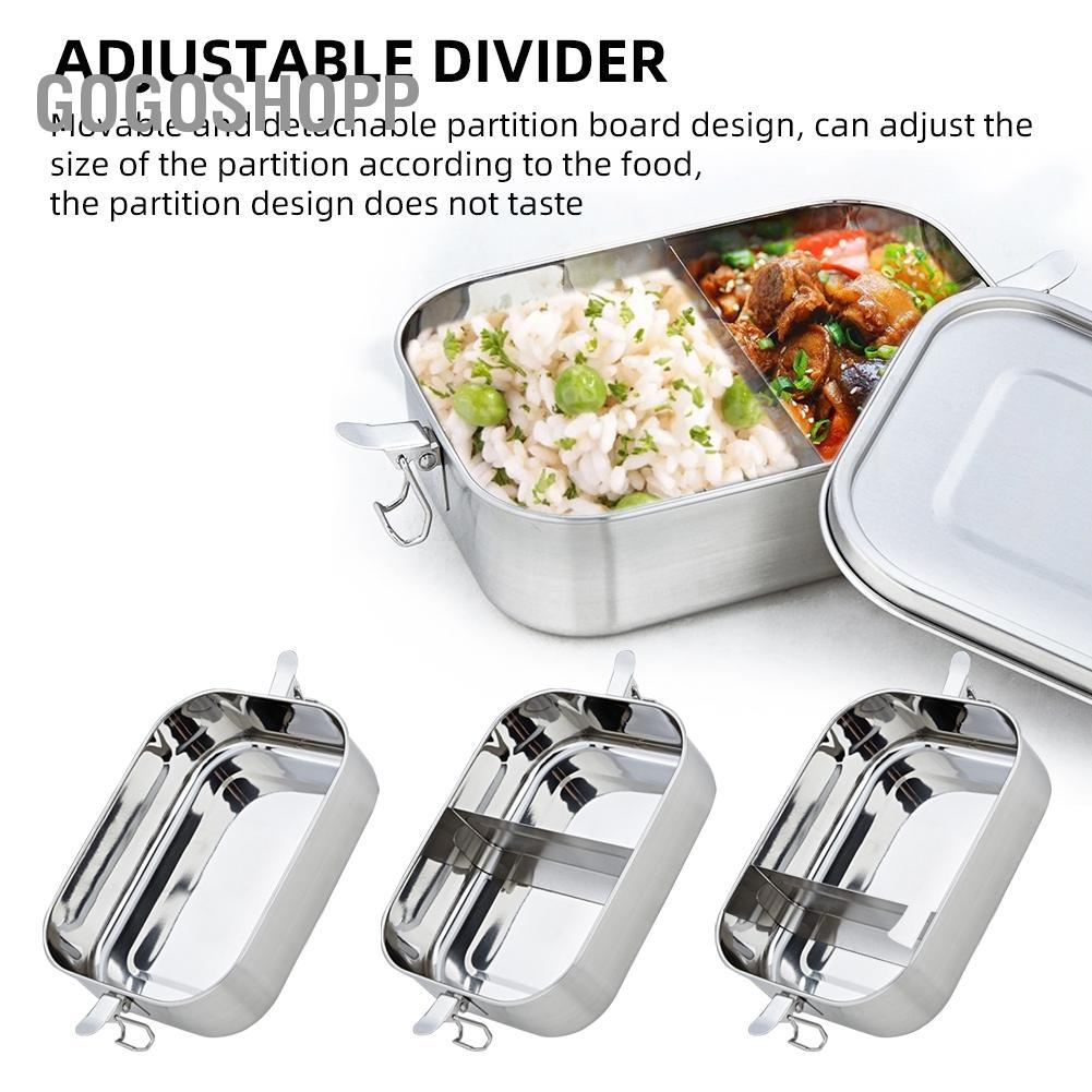 Gogoshopp 304 Hộp Đựng Cơm Trưa Bằng Thép Không Gỉ- Hộp Đựng Kim Loại 2 Ngăn Hộp Bento Cho Trẻ Em Và Người Lớn 800ML Máy Rửa Bát An Toàn