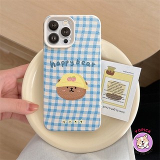 Plaid Bear Phone case for iPhone 15 16 17 11 12 13Pro Max 14Plus XR XS Max 7Plus Soft Case Girl Friend PWK