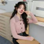 Cardigan Retro Xanh Kẻ Sọc Khâu Dệt Kim cho Nữ, Phong Cách Mới Mùa Xuân 2026