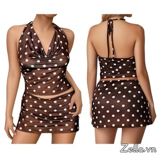 Bộ đồ đôi nữ không tay với áo dây và quần short, họa tiết độc đáo