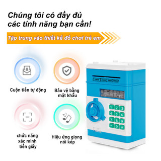 【BabyJoy】Két sắt nhựa ABS điện tử mini, thiết kế ống heo dễ thương có mật khẩu,Bền bỉ và chống rơi vỡ