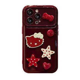 Dây buộc búp bê Hello Kitty Star Thích hợp cho Apple 13 Vỏ điện thoại cửa sổ lớn Huawei OPPOVIVO Silicone 26.1.11