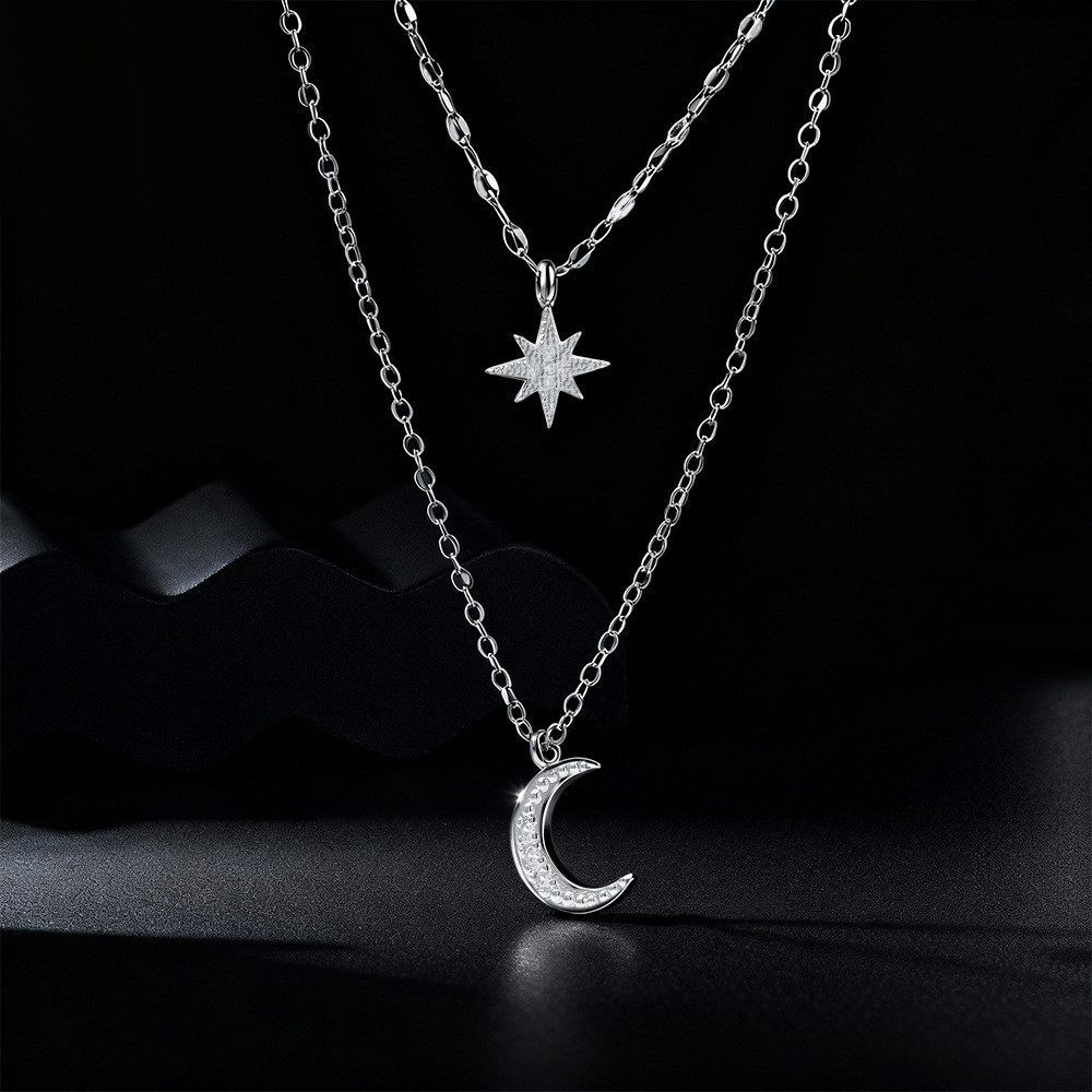 Vòng cổ nữ hai lớp Silver Star Moon 925