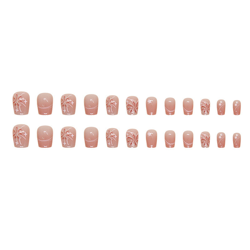 Thời Trang Blush Pháo Hoa Có Thể Đeo Móng Tay Nghệ Thuật Ngôi Sao Móng Tay Đầu Móng Tay Ngắn Nghệ Thuật Dán Cho Nữ
