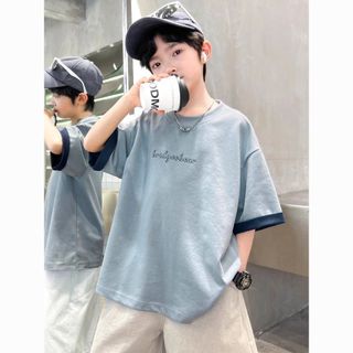 Áo thun giả hai lớp cho bé trai – Cotton form rộng phong cách street, tay ngắn cá tính mùa hè