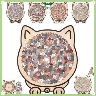 Câu đố ghép hình gỗ 135 mảnh, màu Morandi/Macaron, kèm khung silhouette mèo NOOKSTORY