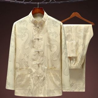 Quần áo nam Ice Silk dành cho dịp Tết Nguyên Đán và mùa xuân hè - Thích hợp cho người cao tuổi và tập thể dục buổi sáng
