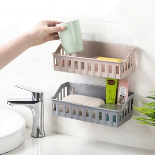 KỆ NHỰA DÁN TƯỜNG ĐỂ ĐỒ NHÀ TẮM - GIÁ ĐỂ ĐỒ NHÀ BẾP DẠNG ĐAN LƯỚI TIỆN LỢI Gia dụng TC 256