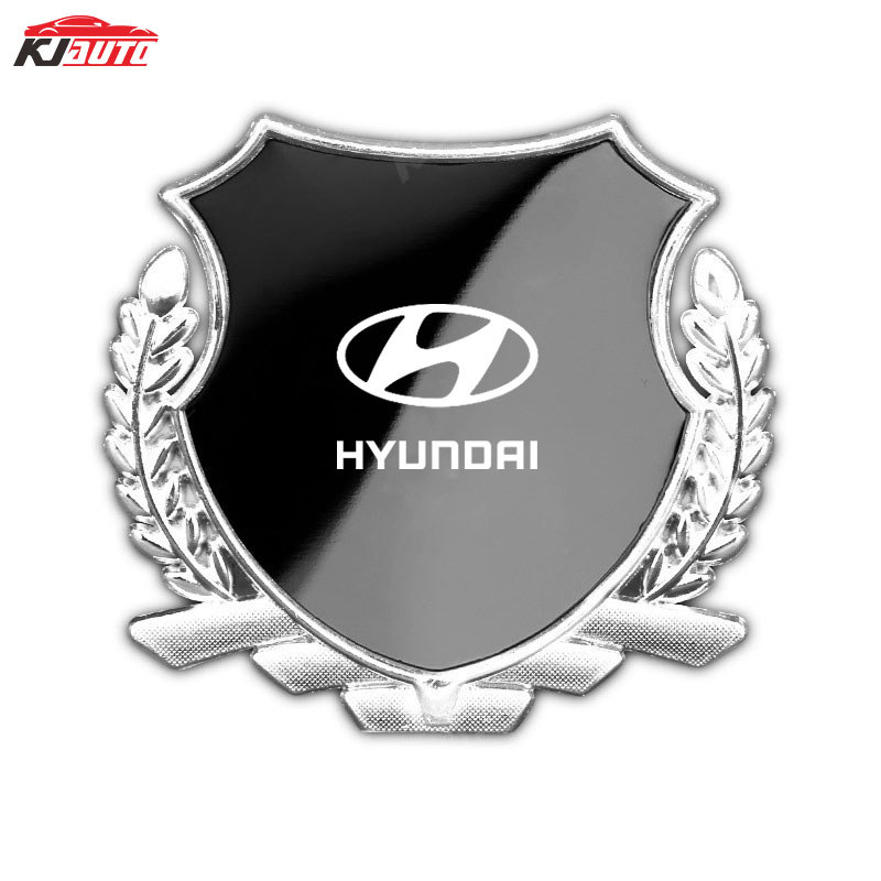 Hyundai Kim Loại Biểu Tượng Miếng Dán Tai Lúa Mì Bên Cửa Sổ Miếng Dán Cá Tính Trang Trí Xe Sửa Đổi Miếng Dán Cho Hb20 Tucson I30 Avante Palisade Creta Accent Santa Fe i10 kona