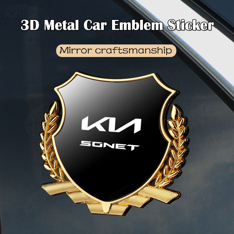 Kia Sonet Kim Loại Biểu Tượng Miếng Dán Tai Lúa Mì Bên Cửa Sổ Miếng Dán Cá Tính Trang Trí Xe Sửa Đổi Miếng Dán