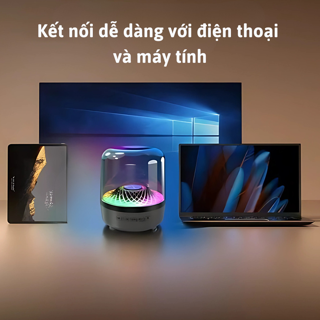 Loa Bluetooth Glass 5 - Bass lớn 10W - Âm thanh vòm, RGB Led - Bảo hành 12 tháng