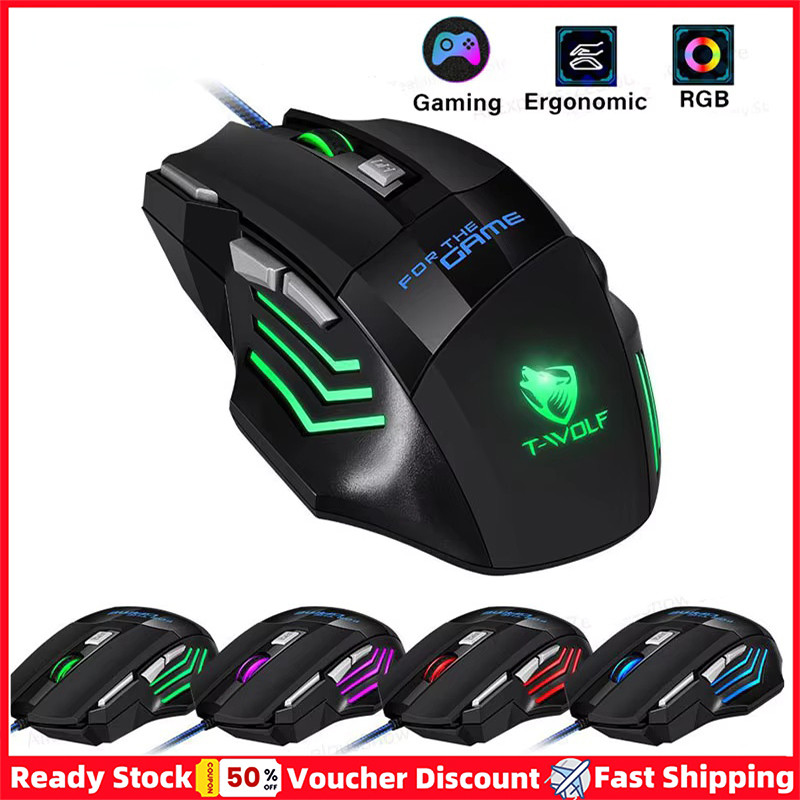2026 Chuột Chơi Game Có Dây USB MỚI 7 Nút Đèn Nền Chuột Công Thái Học 2400 DPI Đèn Nền Có Thể Điều Chỉnh Chuột Quang Cho PC Game Thủ Máy Tính Để Bàn