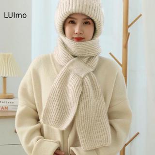 Mũ len thu đông tích hợp khăn và bảo vệ tai, làm từ len tự nhiên dệt kim, giữ ấm hiệu quả