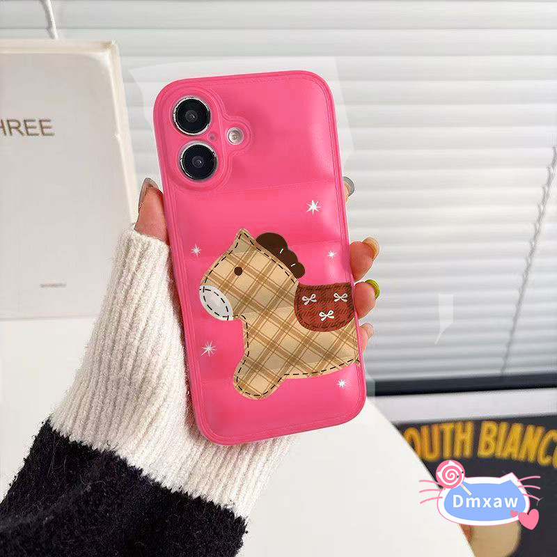 Vỏ áo khoác Pony Down dễ thương cho Google Pixel 10 Pro 9 9A 8 7 7A 6 6A 5G 4G Vỏ màu kẹo ngựa ca rô Chống rơi Vỏ điện thoại mềm chống sốc