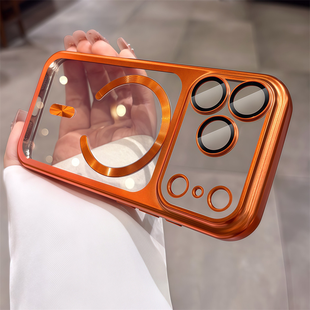 Ốp điện thoại từ tính trong suốt TPU mạ điện cho iPhone 17 Pro Max Bảo vệ ống kính chống rơi Vỏ bảo vệ điện thoại vỏ mềm