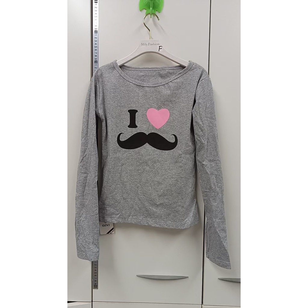 Mailyfashion Áo Len Bông Retro In Hình Trái Tim Màu Xám, Cổ Tròn Tay Dài, Thoải Mái Cho Thu Đông