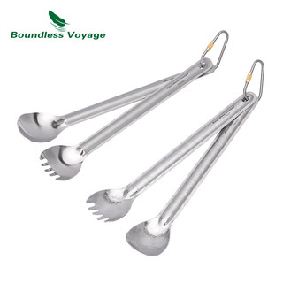 Boundless Voyage Titan Thìa Spork Tay Cầm Dài Nhẹ Dao Kéo Flatware Cho Cắm Trại Ngoài Trời Du Lịch Sử Dụng Tại Nhà