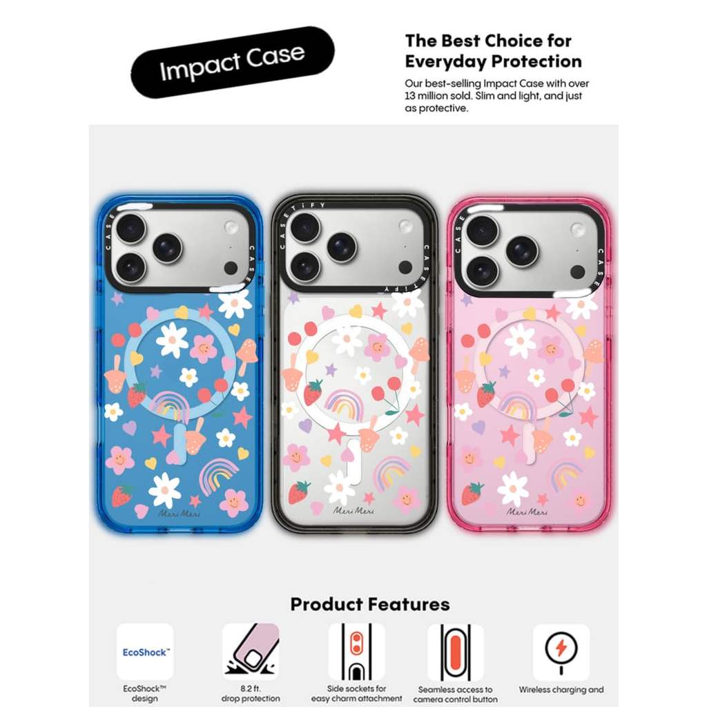 CASECASE X Meri Happy Icons Case Black / Sky Blue / Pink Fizz Candy Collection Màu sắc rõ ràng cứng từ tính Vỏ tác động cho Apple IPhone 13 14 15 16 17Pro Max Plus Có hộp