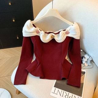 Áo Thun Nhung Đức Xù Dáng Dài Tay Cho Nữ, Thiết Kế Một Vai Trendy Thu Đông