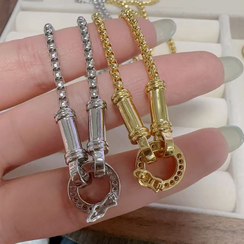 T Thái Lan Thương Hiệu Vuông Kim Cương Khóa Vòng Cổ Dây Cuối Mặt Dây Chuyền Dây Đa Năng Khóa Ngọc Có Thể Điều Chỉnh 262.3