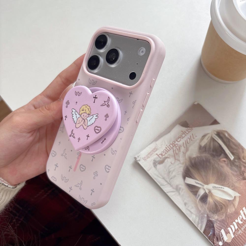 Ốp lưng TPU Tương thích với iPhone 13 14 14Pro 14ProMax 15 15Pro 15ProMax 16 16Pro 16ProMax 17 17Pro 17ProMax Ốp nam châm họa tiết thiên thần nhỏ