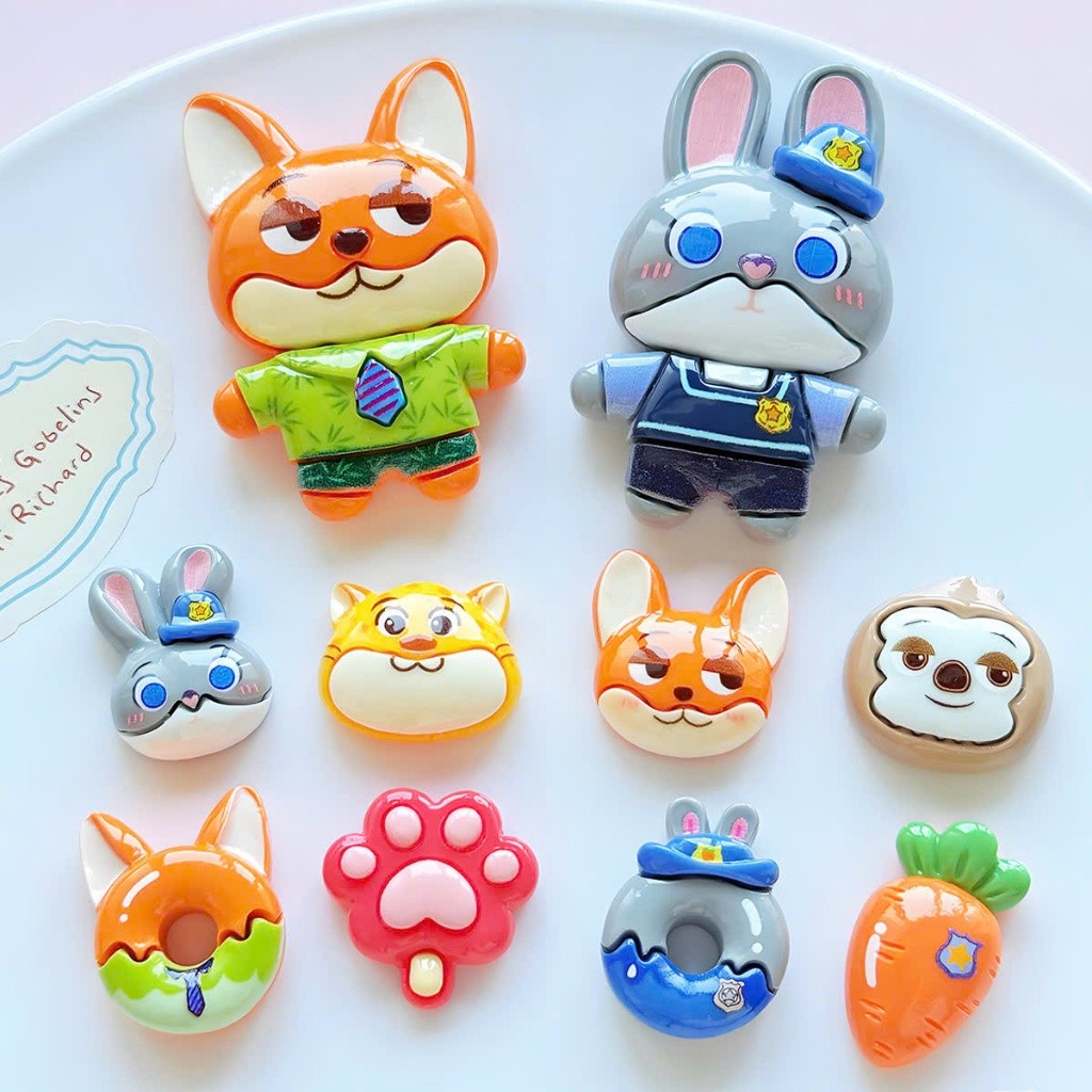 Set charm Thỏ và Cáo - Thỏ cảnh sát & Cáo tinh ranh phim Zootopia- Hàng hotrend- Bộ 10 chi tiết- Judy Hopps &Nick Wilde