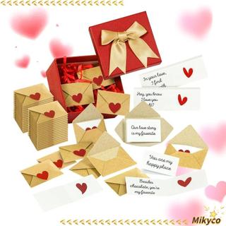 MIKYCO 30 / 60 Bộ phong bì chữ tình yêu, Hộp thanh lịch Nhãn dán trái tim Hộp ghi chú tình yêu DIY, Thẻ viết trước lãng mạn Thẻ Mini trống Bộ ghi chú tình yêu Ngày lễ tình nhân