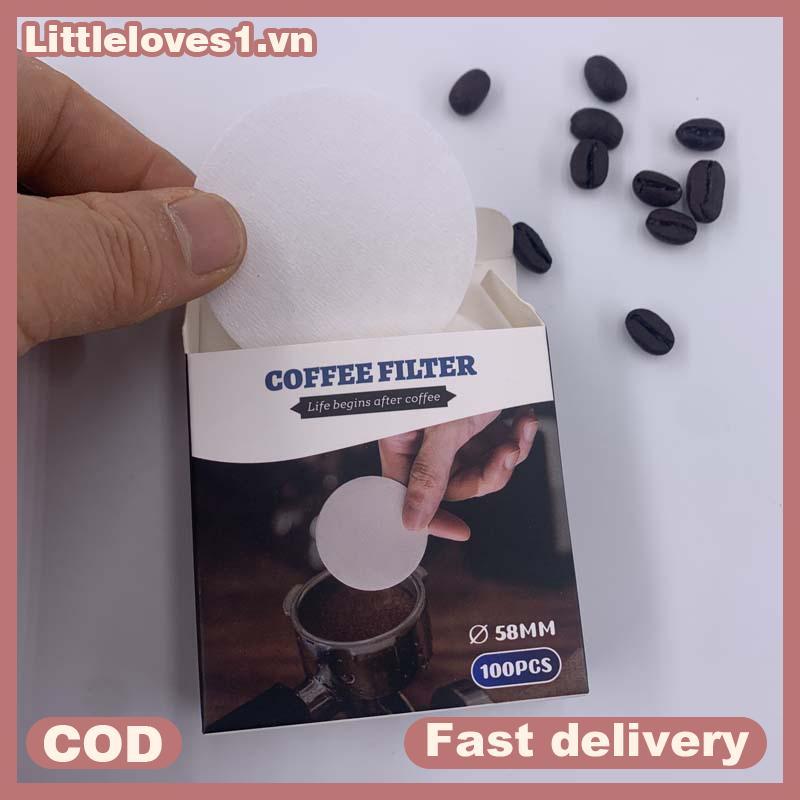 Littleloves1 51 / 53 / 58mm Giỏ Portafilter Giấy lọc cà phê cho máy pha cà phê Espresso 100 tờ Bộ lọc giấy cà phê tròn cho nồi Moka Phụ kiện cà phê VN