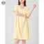 Váy ngủ ngắn tay cổ chữ V 100% Cotton màu trơn dành cho nữ / Váy ngủ Crepe hai lớp mùa hè / Thoải mái mềm mại thoáng khí có thể mặc bên ngoài One @ -