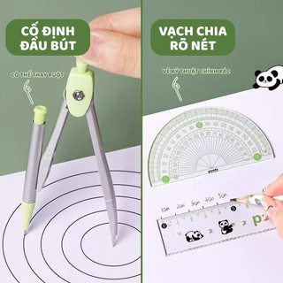 Set 4 thước kẻ đẹp, đồ dùng học tập cute đa năng cho học sinh với đầy đủ các loại thước và thước đo độ