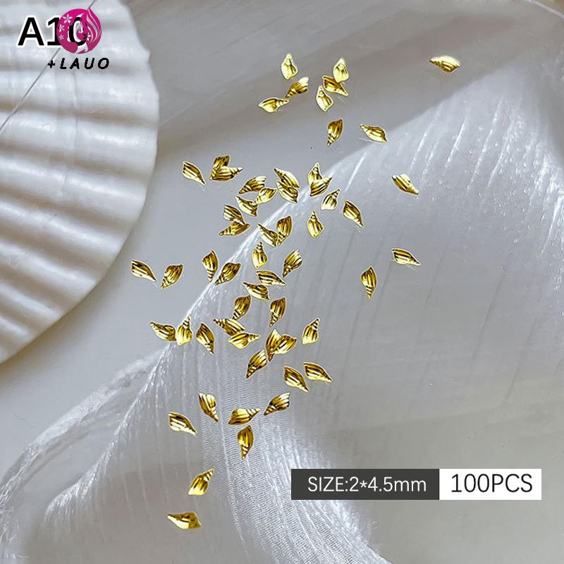 Springevenstar 100 chiếc sao biển 3D bạc vàng kim loại trang trí móng tay, đinh tán, DIY nail art