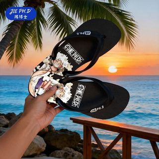 One Piece Flip-Flops Nam Nữ Mùa Hè Phong Cách Mới Ngoài Trời Hàng Ngày Chống Trơn Trượt Flip-Flops Hoạt Hình Bán Chạy Cặp Đôi Cát