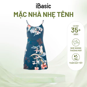 Đầm ngủ nữ iBasic nữ thun hai dây họa tiết hoa văn 7916-1