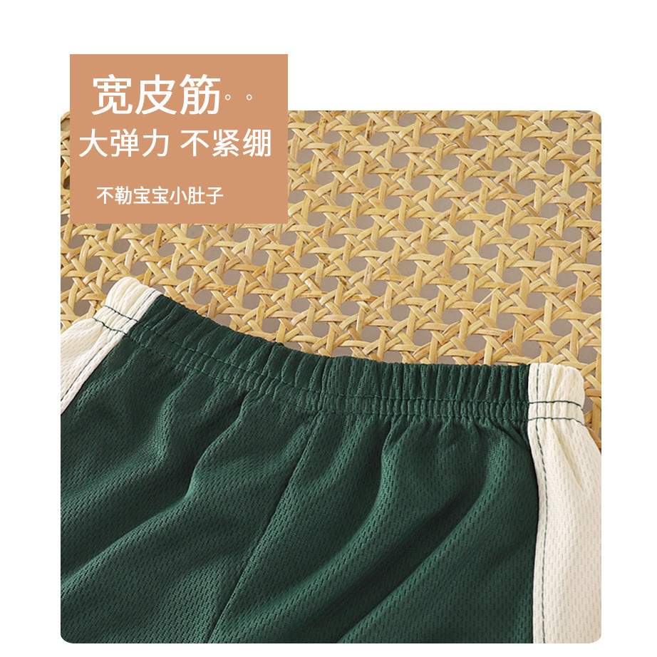 Bộ đồ ngắn tay bé trai Khâu chữ phong cách phương Tây Bộ đồ hai mảnh Quần áo mùa hè trẻ em 90-140 Size Y0DU