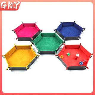 GKY Khay Xúc Xắc Nhung Lục Giác Có Thể Gấp Lại, Hộp Bảo Quản PU