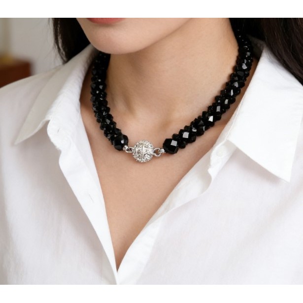Vòng cổ nữ ngắn pha lê thủ công thời trang Hàn Quốc