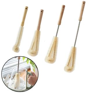 [Giao hàng từ Việt Nam] Bàn chải chai NOOKSTORY Phụ kiện nhà bếp Tay cầm bằng gỗ Dụng cụ giặt có thể tái sử dụng