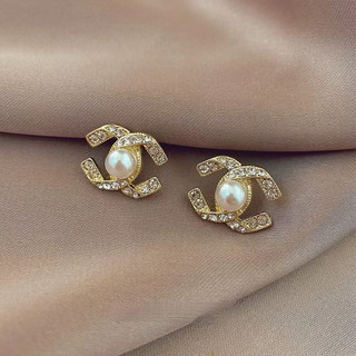 Bông Tai Bạc 925 Kim Chữ Thập Champagne Ngọc Trai Zircon - Phong Cách Hàn Quốc, Thời Trang Cổ Điển