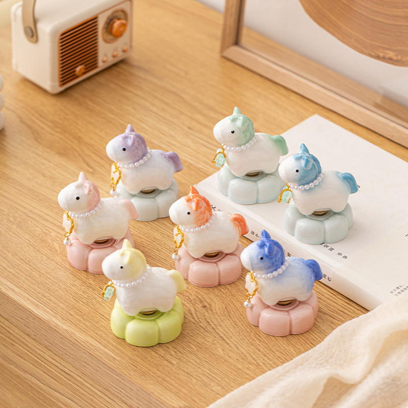 🌟Năm Ngựa Pha Lê Glaze Xoay Bộ Bầu Nhiều Màu Sắc Biến Đồ Trang Trí Âm Nhạc Trang Trí Nhà Cửa NVUY