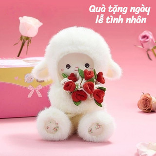 【BabyJoy】Gấu bông cừu trắng ôm hoa hồng,Thiết kế hai trong một,Mềm mại như nhung, quà tặng sinh nhật và Valentine