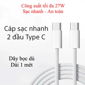 Cáp sạc nhanh bọc dù type c / ln cho phone 15 đến 17, sạc nhanh dài 1m - Hàng sẵn, giao nhanh, hỗ trợ bán sỉ