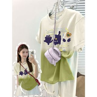 Oversize Màu Gradient Áo Plus Size Áo Nữ Dopamine Mặc Áo thun ngắn tay Nam Nữ Cùng phong cách Mùa hè Áo ngắn tay 2026 Áo màu trơn Plus