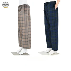 Quần pyjama kẻ sọc flannel phong cách Nhật Bản Muji, dành cho cả nam và nữ, làm từ vải cotton nguyên chất