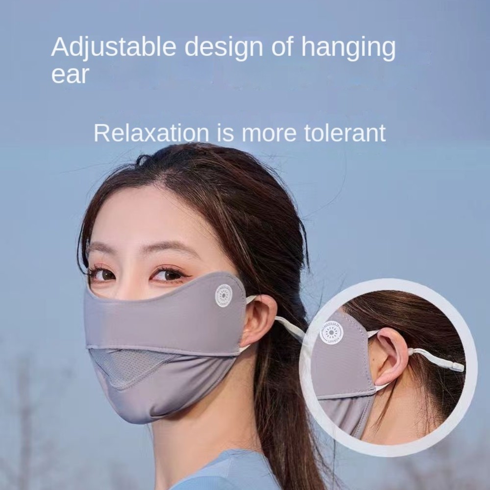 Khẩu Trang Chống Nắng Thoáng Khí Có Thể Tái Sử Dụng, Có Thể Điều Chỉnh Màu Trơn Chống Tia UV Ice Silk Nam Nữ